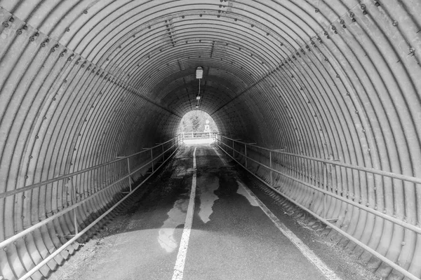 Pedestrian Tunnel Metal Sheet Asphalt Road — Stock Photo, Image