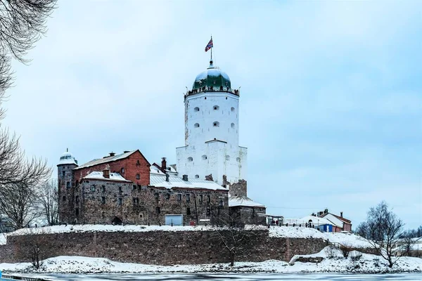 Rusko Vyborg Leden2021 Pohled Starý Švédský Hrad Zimě — Stock fotografie