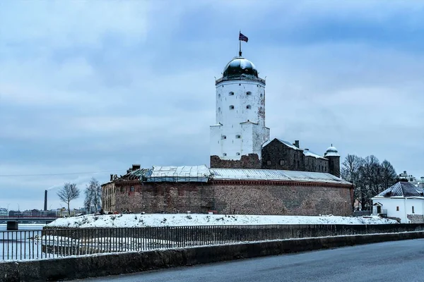 Rusia Vyborg Enero 2021 Panorama Del Castillo Desde Puente Sobre —  Fotos de Stock