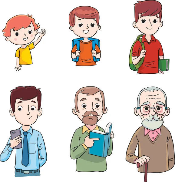 Growing Boy Man Youth Old Age — Stock Vector