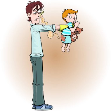 Babam kakası olan küçük bir çocuğu tutuyor.