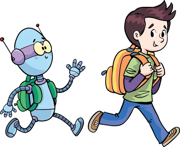 Robot ve Oğlan aynı okula gidiyor.