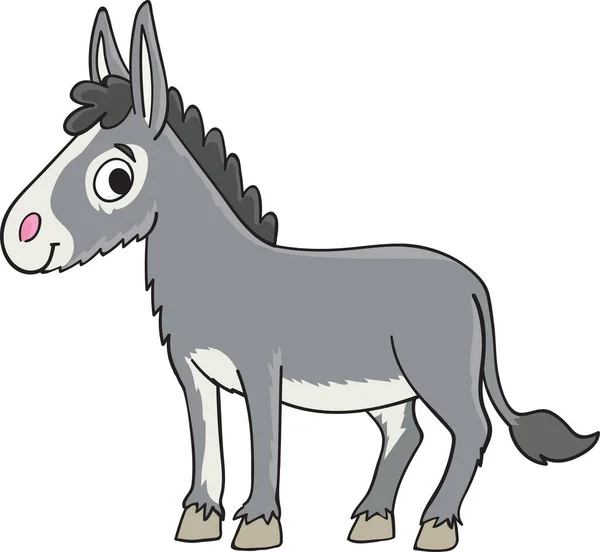 Pequeño Burro Gris Animal Doméstico Una Granja — Vector de stock