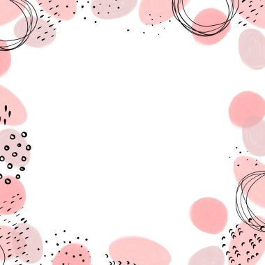 Beyaz arkaplanda izole edilmiş geometrik şekillere sahip soyut kare çerçeve. 