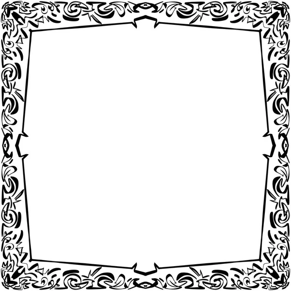 Hand Drawn Doodle Black Square Frame Isolated White Background Graphic — Stock Photo, Image