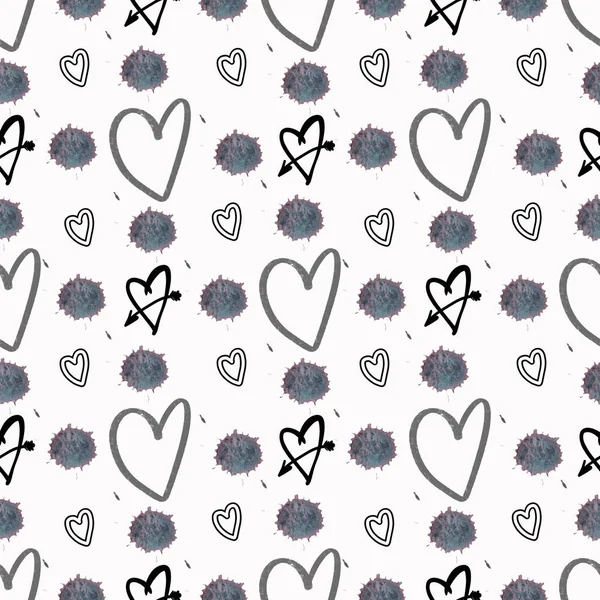 Hand Painted Seamless Pattern Love Illustrations Stylish Background Wedding Valentine — Stock Photo, Image