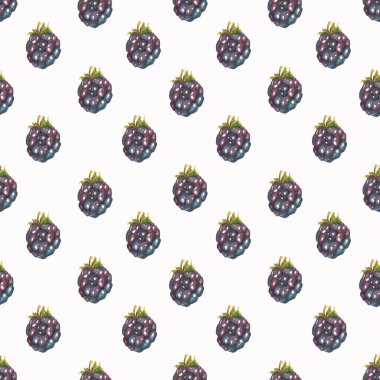 Böğürtlenli basit, pürüzsüz desen. Elle çizilmiş romantik unsurlarla suluboya arka plan. Paket kağıdı, kumaş, kart ve davetiyeler için doku.