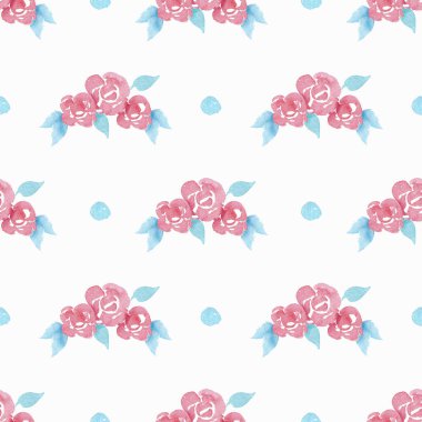 Çiçeksel elementlerle suluboya kusursuz desen. Paket kağıdı, kumaş, kart ve davetiyeler için doku.