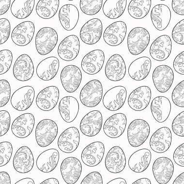 Paskalya yumurtalarıyla suluboya kusursuz desen. Arkaplan, duvar kağıdı, doku, dekor için elle boyanmış çerçeve.