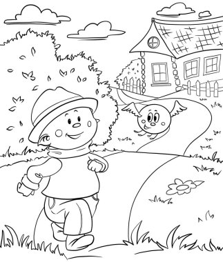 Komik elf şefiyle boyama sayfaları. Çizgi tasarımı yetişkinler veya çocuklar için karalama tarzında boyama.