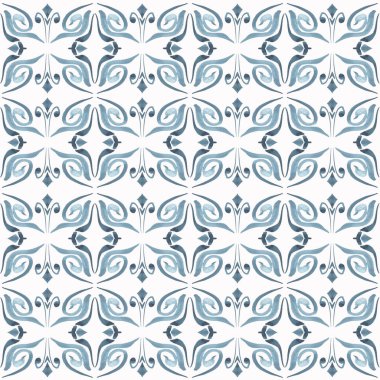 Seramik fayans stilize edilmiş karo deseni. Mutfak duvarı ya da banyo seramik döşemesi için suluboya dokusu.