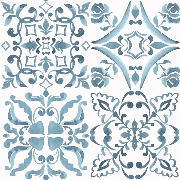 Tegelpatroon Naadloos Met Keramische Tegel Stylization Aquarel Textuur Voor Keukenmuur — Stockfoto