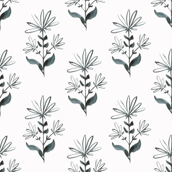 Patrón Sin Costuras Con Elementos Florales Acuarela Textura Para Papel —  Fotos de Stock