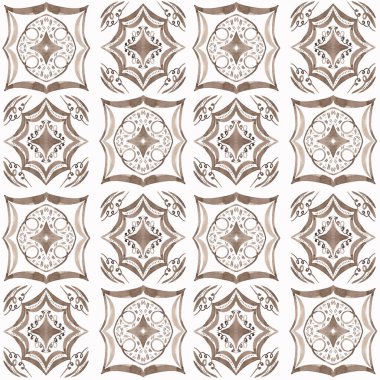 Seramik fayans stilize edilmiş karo deseni. Mutfak duvarı ya da banyo seramik döşemesi için suluboya dokusu.