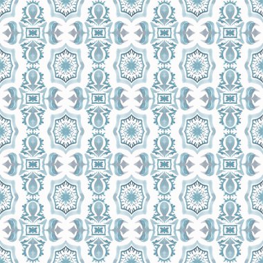 Seramik fayans stilize edilmiş karo deseni. Mutfak duvarı ya da banyo seramik döşemesi için suluboya dokusu.