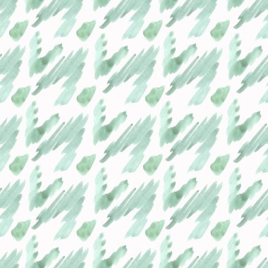 Sulu boyalı yeşil elementlerle kusursuz soyut desen. Duvar kağıdı, kumaş, ambalaj kağıdı dokusu.