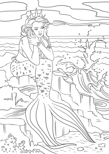 Coloriages Avec Sirène Conception Art Ligne Pour Les Adultes Les — Photo