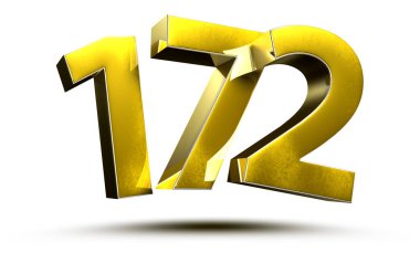Beyaz arkaplan çiziminde 172 altın numara izole edildi. (Kırpma Yolu ile).