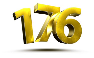 Beyaz arkaplan çiziminde 176 altın numara izole edildi. (Kırpma Yolu ile).