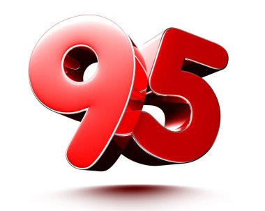 Beyaz arkaplan illüstrasyonunda 95 kırmızı numara izole edildi. (Kırpma Yolu ile).