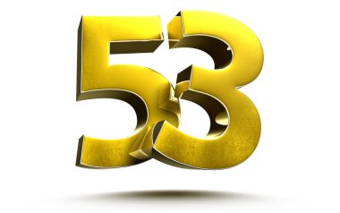 Beyaz arkaplan çiziminde 53 altın numara izole edildi. (Kırpma Yolu ile).