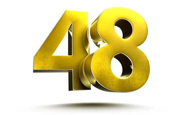 ゴールドナンバー48はホワイトの背景イラスト3Dレンダリングで分離されています クリッピングの道 — ストック写真