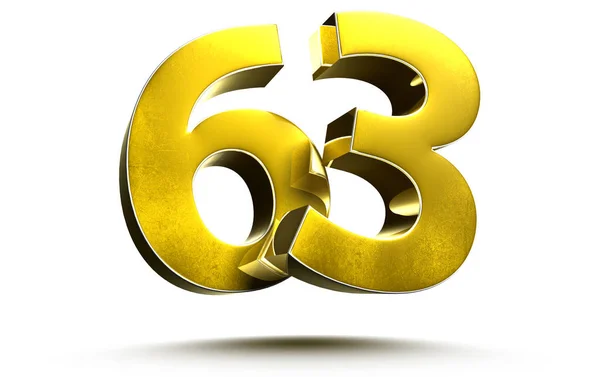 ホワイトの背景イラスト3Dレンダリングで分離されたゴールド番号63 クリッピングの道 — ストック写真