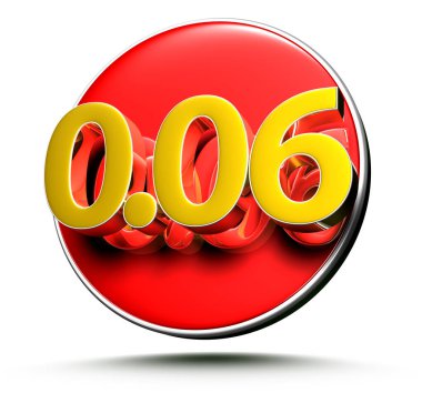 3D illüstrasyon Altın numara 0.06 Kırpma Yolu ile beyaz bir arkaplanda izole.