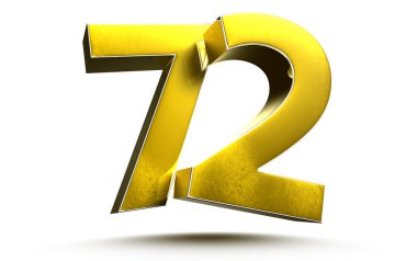 Beyaz arkaplan çiziminde 72 altın numara izole edildi. (Kırpma Yolu ile).