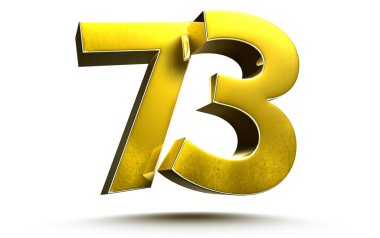 Beyaz arkaplan çiziminde 73 altın numara izole edildi. (Kırpma Yolu ile).