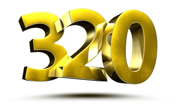 Gold Numbers 320 Isolated White Background Illustration Rendering Clipping Path — Stock Photo, Image