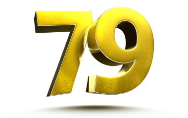Beyaz arkaplan resimlerinde 79 altın numara izole edildi..
