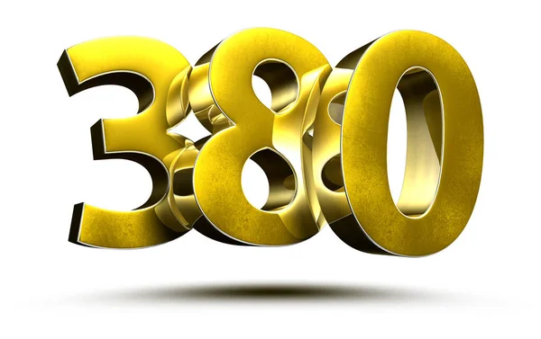 Números Oro 380 Aislados Sobre Fondo Blanco Ilustración Renderizado Con — Foto de Stock