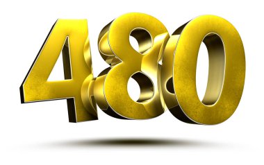 Beyaz arkaplan resimlerinde 490 altın numara kırpma yolu ile 3D görüntüleme.