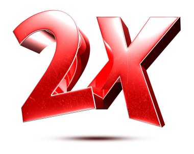 Beyaz arkaplan resimlerinde 2x kırmızı izole edilmiş kırpma yolu ile 3B görüntüleme.