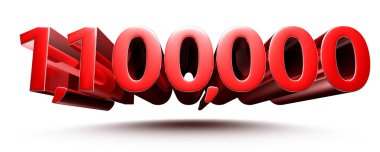 Beyaz arkaplan resimlerinde 1100.000 kırmızı numara kırpma yolu ile 3D görüntüleme.