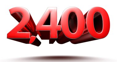 Beyaz arkaplan resimlerinde 2400 kırmızı numara kırpma yolu ile 3D görüntüleme.