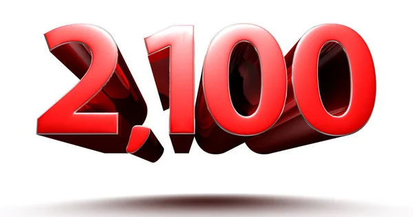 Números Vermelhos 2100 Isolados Fundo Branco Ilustração Renderização Com Caminho — Fotografia de Stock