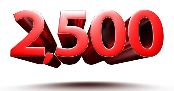 Красные Цифры 2500 Изолированы Белом Фоне Иллюстрации Рендеринг Обрезкой Пути — стоковое фото