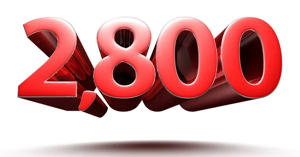 Červená Čísla 2800 Izolované Bílém Pozadí Ilustrace Vykreslování Oříznutou Cestou — Stock fotografie