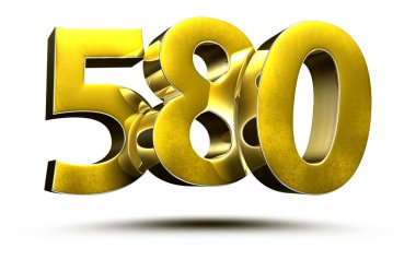 570 numbers 3D illustration on white background with clipping path.