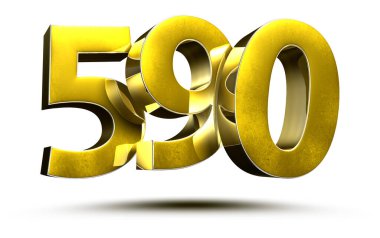 590 numbers 3D illustration on white background with clipping path.