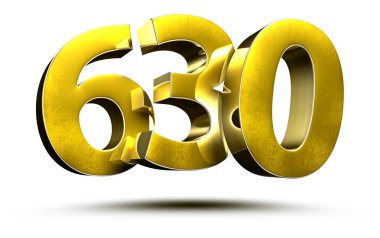 630 numbers 3D illustration on white background with clipping path.
