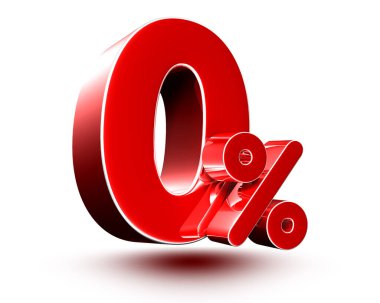 Beyaz arkaplan illüstrasyonunda 0% kırmızı kırpma yolu ile 3B görüntüleme.
