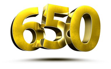 Beyaz arkaplanda kırpma yolu ile 650 numara 3B illüstrasyon.