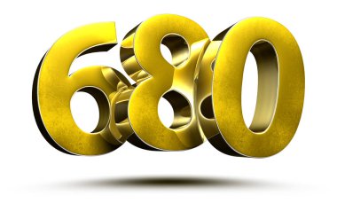 Beyaz arkaplanda kırpma yolu ile 680 numara 3B illüstrasyon.
