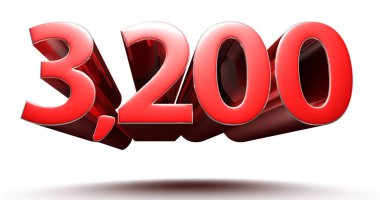 3200 numaralı resim beyaz arka planda izole edilmiş. (Kırpma Yolu ile).