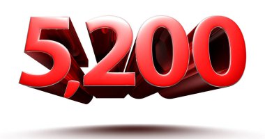 3D illüstrasyon 5200 kırpma yolu olan beyaz bir arkaplanda izole edildi.