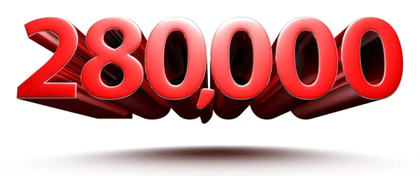 Números Rojos 280000 Aislados Sobre Fondo Blanco Ilustración Renderizado Con —  Fotos de Stock