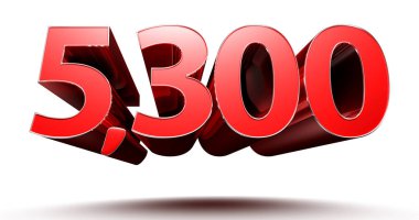 Beyaz arkaplanda kırpma yolu ile 3D illüstrasyon numarası 5300.